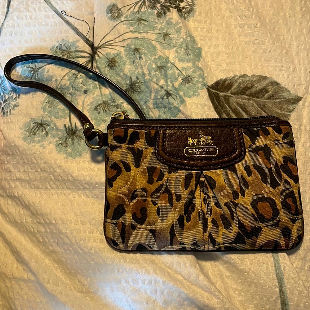 Coach leopard print wristlet.